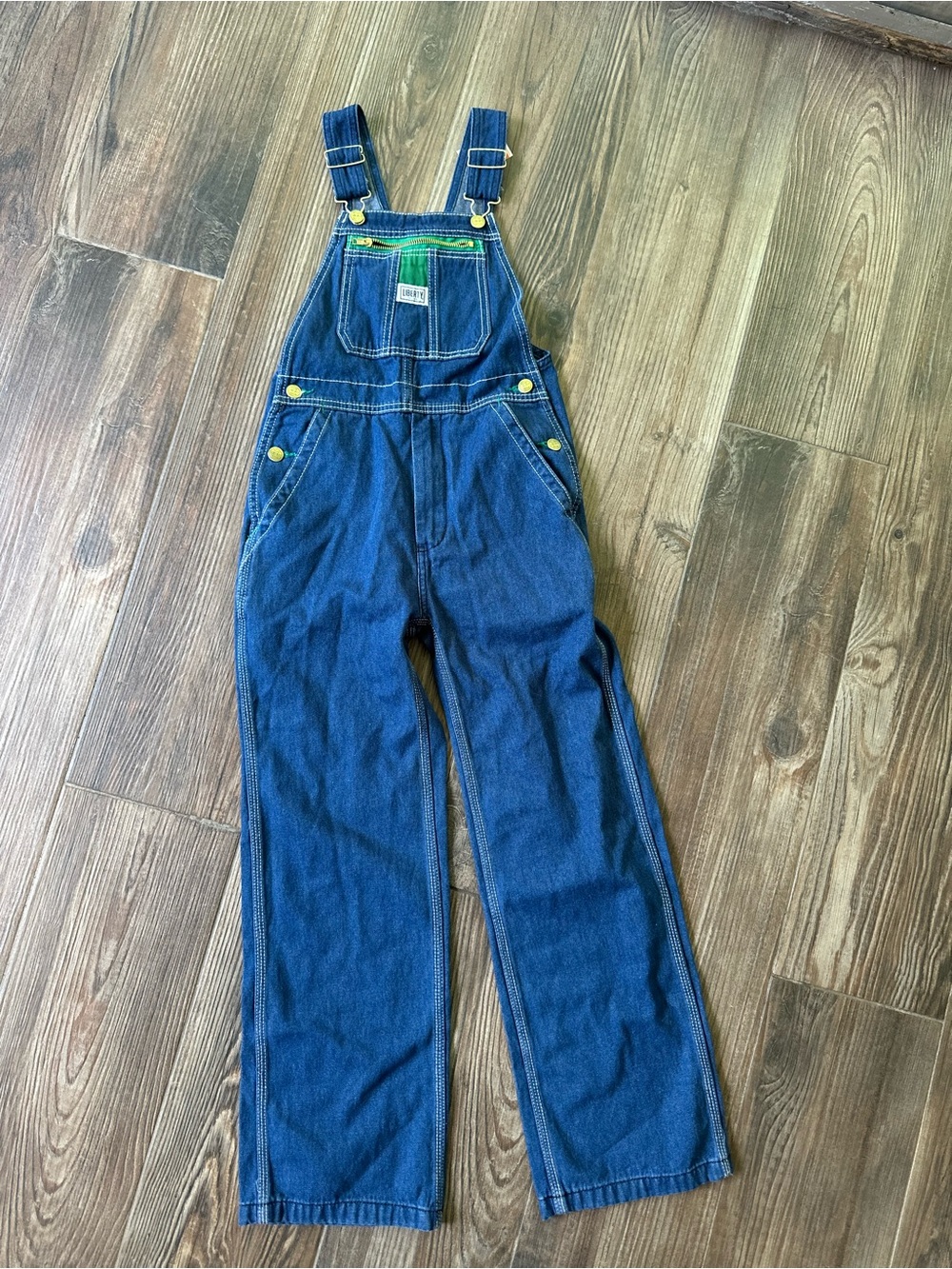 liberty Blue Denim Kids Overalls with Yellow Hardware
